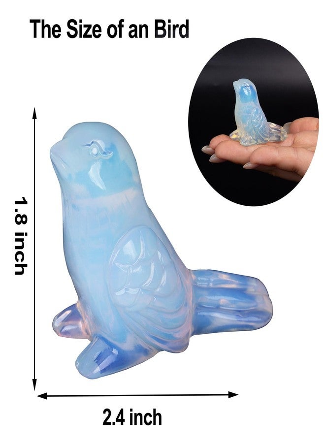 Ytbeoxk Opalite Crystal Bird Carving Hand Carved Gemstone Bird Figurine 2.4 Inch Polished Animal Sculpture Healing Stone Home Office Desk Decoration Gift Collection - Image 2